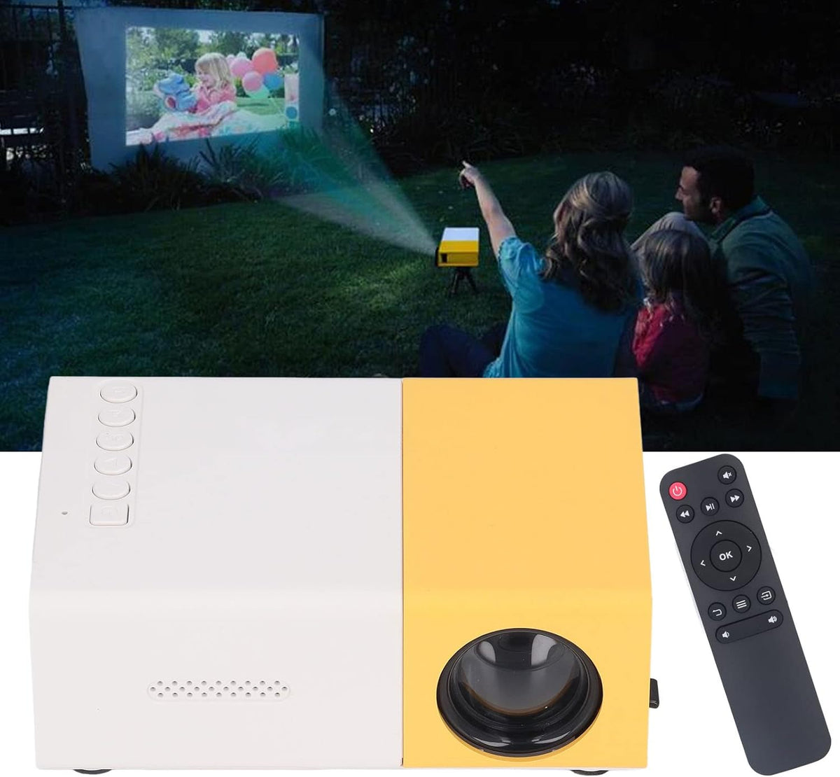 Mini Projector,Mini Projector,4K Retroprojector,Mini Projector 16 9,Mini Portable Projector Mini 24 to 60 Inch Resolution 1920X1080 Large Screen Projector for Outdoor Home Theater Wire - T